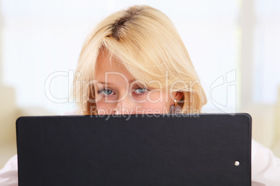 portrait of young lady with notebook