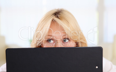 portrait of young lady with notebook