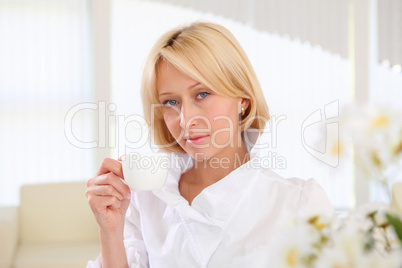 portrait of young lady with a cup