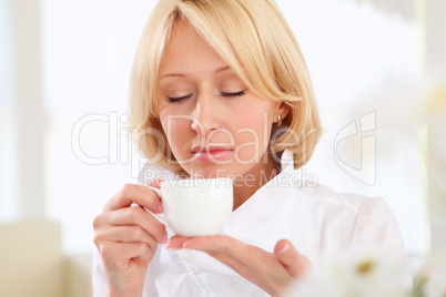 portrait of young lady with a cup