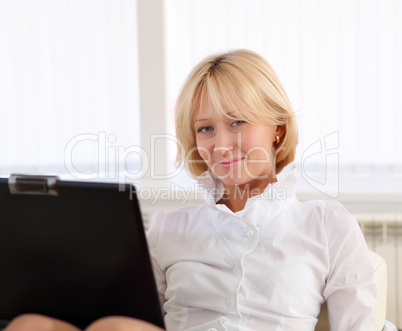 portrait of young lady with notebook