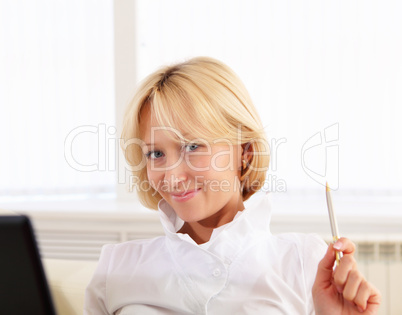 portrait of young lady with notebook