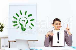 Young woman generating ideas in office