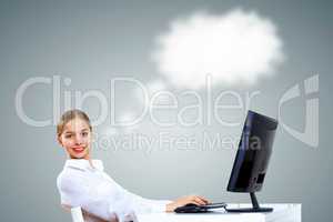 Young woman generating ideas in office