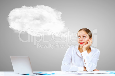 Young woman generating ideas in office