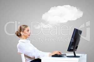 Young woman generating ideas in office