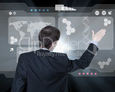 Businessman working with virtual computer screen