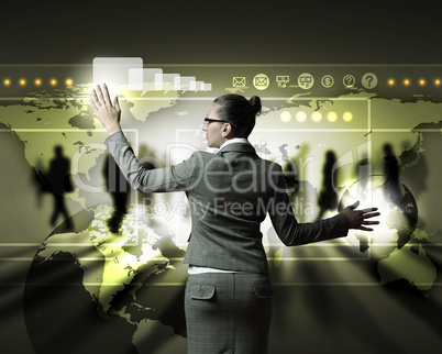 Businesswoman working with virtual computer screen