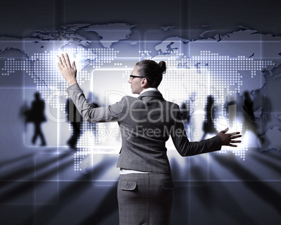 Businesswoman working with virtual computer screen