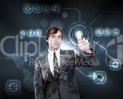 Businessman working with virtual computer screen