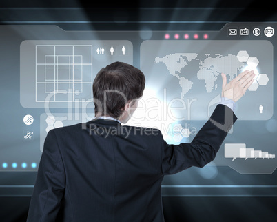 Businessman working with virtual computer screen