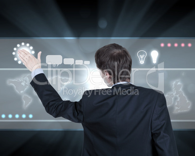 Businessman working with virtual computer screen