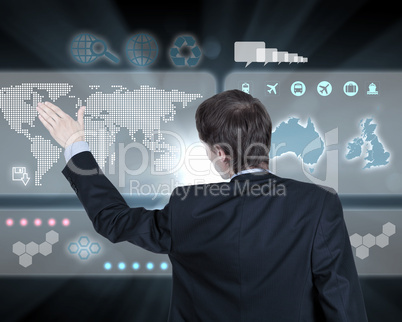 Businessman working with virtual computer screen