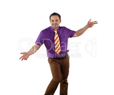 young happy man in bright colour wear