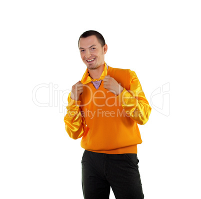 young happy man in bright colour wear