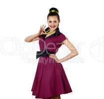 young woman in bright colour dress