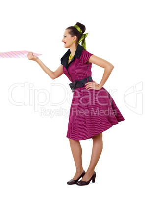 young woman in bright colour dress