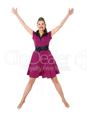 young woman in bright colour dress