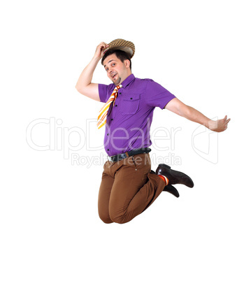 young happy man in bright colour wear