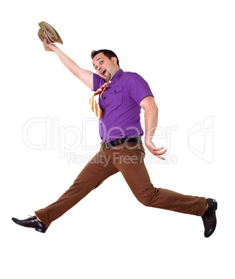 young happy man in bright colour wear