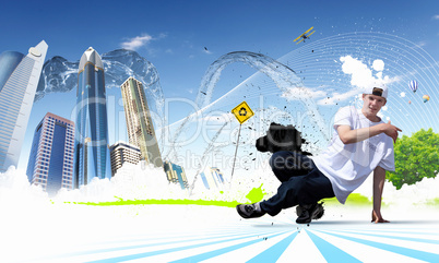 Street dancer in a white shirt