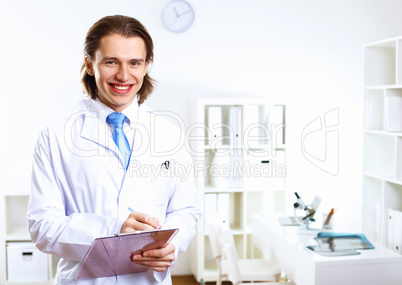 Friendly doctor in medical office