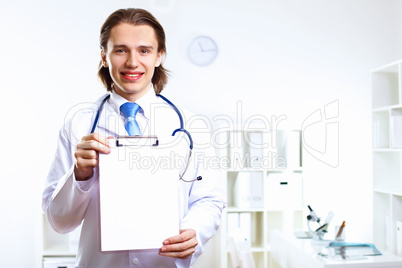 Friendly doctor in medical office