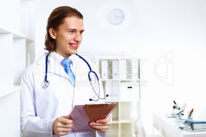 Friendly doctor in medical office