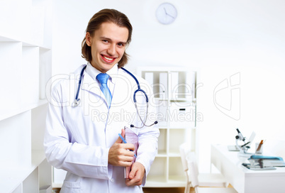 Friendly doctor in medical office