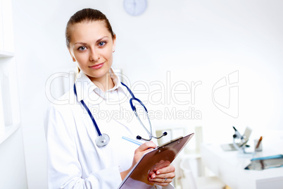 Friendly doctor in medical office