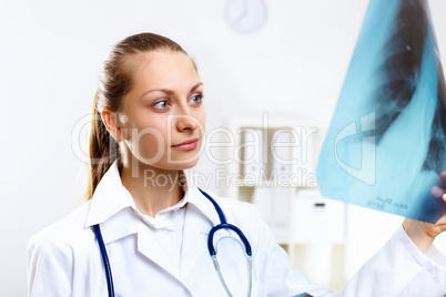 Friendly doctor in medical office