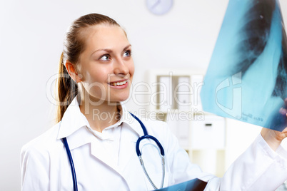 Friendly doctor in medical office