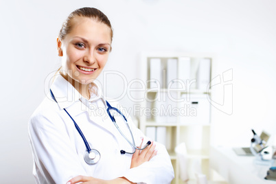 Friendly doctor in medical office