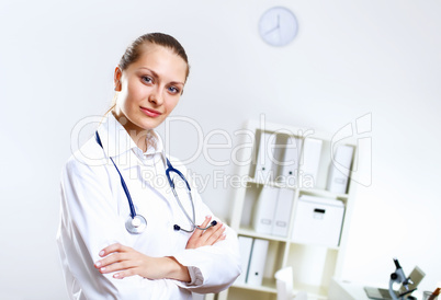 Friendly doctor in medical office