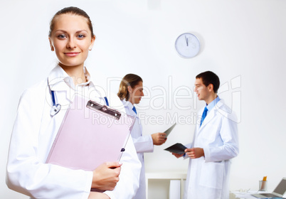 Friendly doctor in medical office