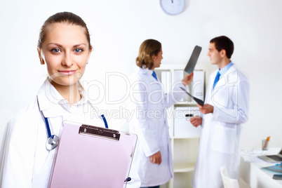 Friendly doctor in medical office