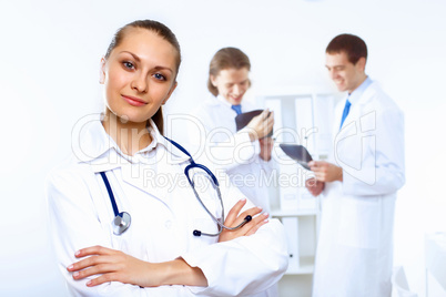 Friendly doctor in medical office