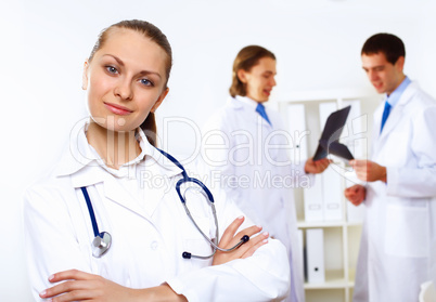 Friendly doctor in medical office