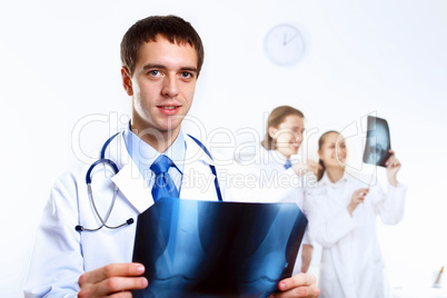 Friendly doctor in medical office