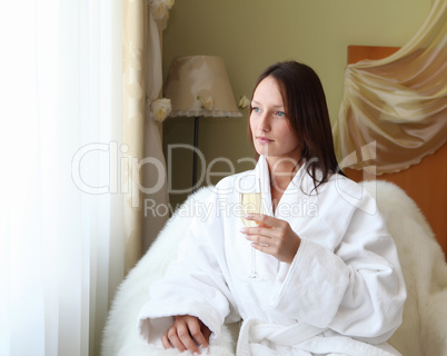 young  woman with glasses of champagne