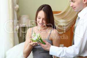 young  couple with flower