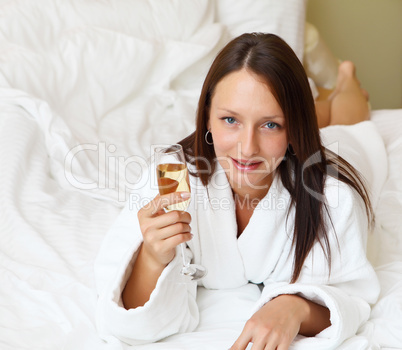 young  woman with glasses of champagne