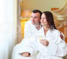 young  couple with glasses of champagne