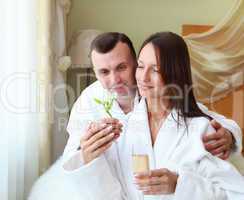 young  couple with flower