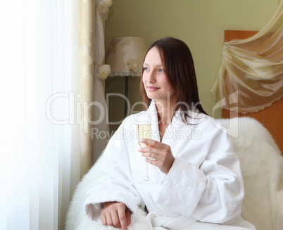 young  woman with glasses of champagne