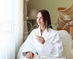 young  woman with glasses of champagne