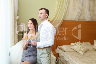 young  couple with glasses of champagne