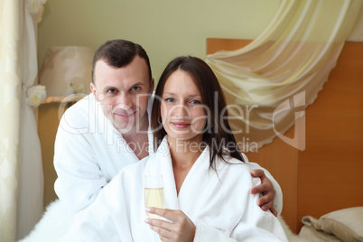 young  couple with glasses of champagne