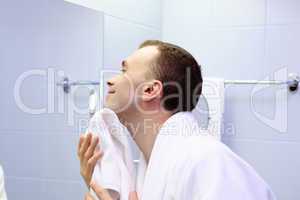 young man in bathroom
