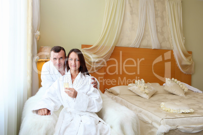 young  couple with glasses of champagne